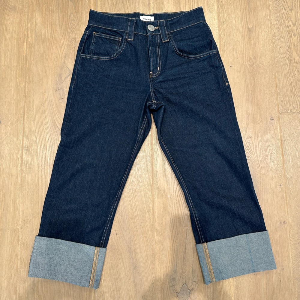 Frame Denim Oversized Cuffed Straight Leg Jeans